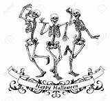 Happy Skeletons Esqueletos Bailando Spooky St2 Bones Danse sketch template