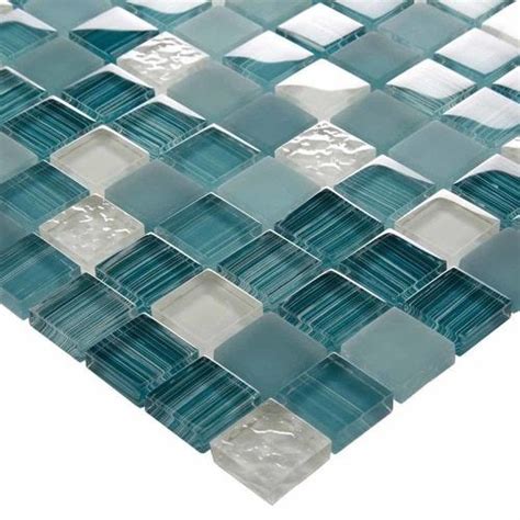 Glass Mosaic Tile Clear Turquoise Blend 1x1 Glass Mosaic Tiles