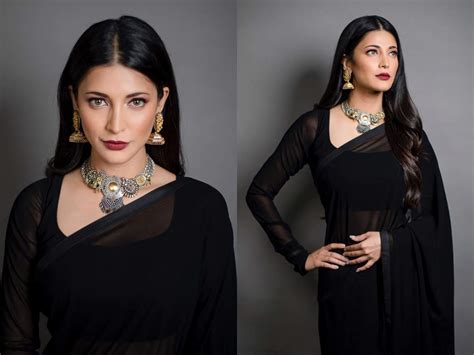 Shruti Haasan Just Wore The Sexiest Black Sari Ever And You Can T Miss