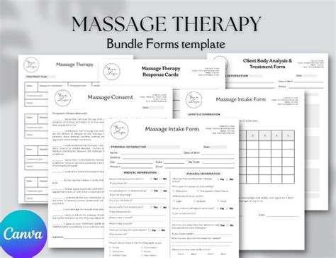 Editable And Printable Massage Therapist Client Forms Massage Business