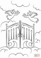 Heaven Coloring Gates Clipart Pages Kids Printable Sheets Drawing Bible Cielo Colorear Para Color Gate Heavens Drawings Tattoo Children God sketch template