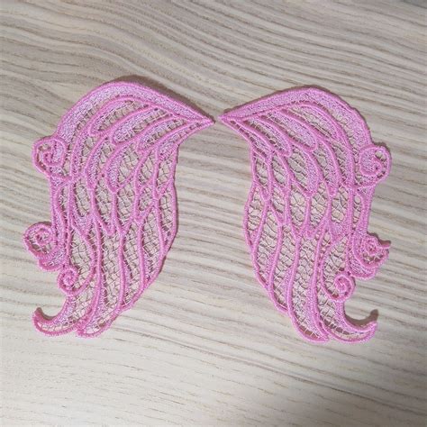 fsl  standing lace angel wings machine embroidery designs  hoop