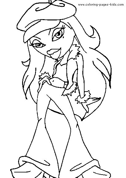 bratz color page coloring pages  kids cartoon characters