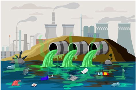 water pollution  environmental disaster concept vector illustration