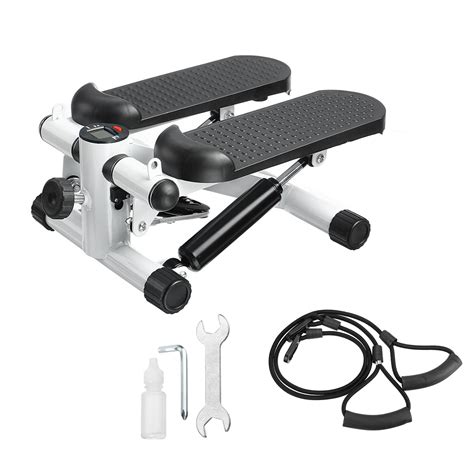 mini stepper trainer adjustable height stepper exercise machine  resistance bands  lcd