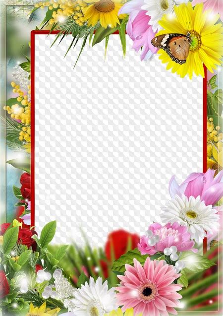 png psd delicate flowers frame  photoshop transparent png frame