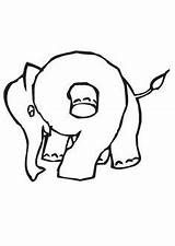 Zahlen Ausdrucken Ausmalen Ausmalbild Elefant Neun Zahl sketch template