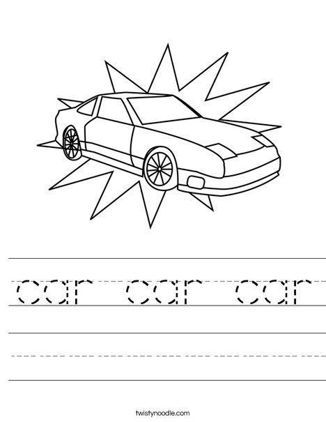 car car car worksheet worksheets handwriting activities stem