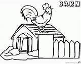Pages Barn Coloring Rooster Crowing Printable Kids sketch template