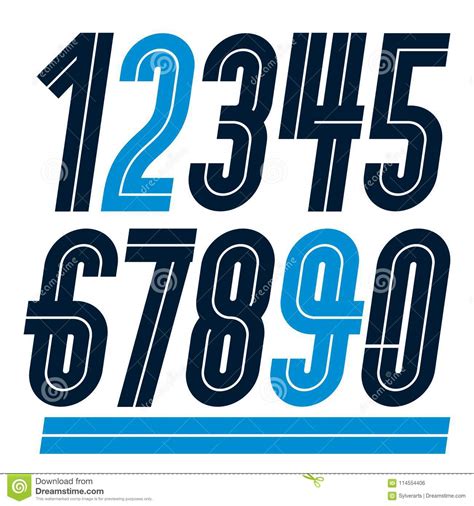 trendy bold numbers collection vector numeration   whit stock