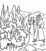Moses Coloring Bush Burning Pages Printable Kids Cool2bkids Bible Color sketch template