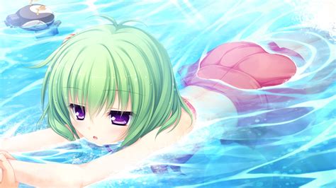 bikini blush game cg green hair justy x nasty kagami hibiki mikagami mamizu purple eyes short