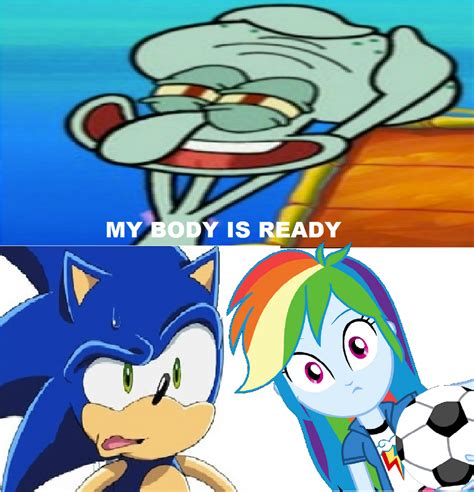 Sonic And Rainbow Dash Reaction To Sexy Squidward By Brandonale On