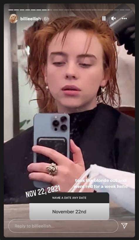 billie eilish shows   red hair  giant snot hanging   nose