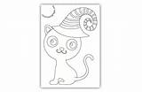 Coloring Kitten Halloween Card Cat Pages sketch template
