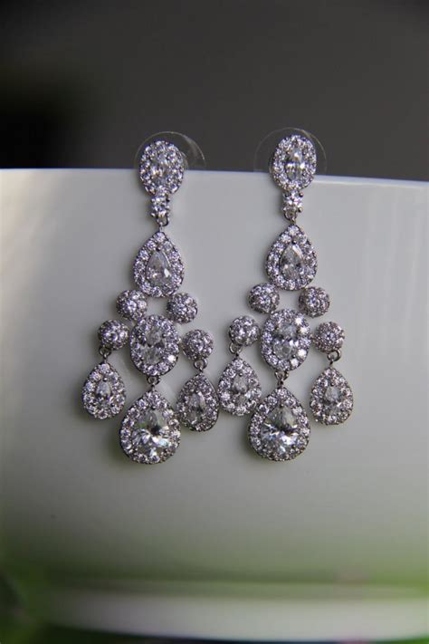 bridal earrings cz earrings wedding earrings bridesmaid earrings bridal jewelry wedding