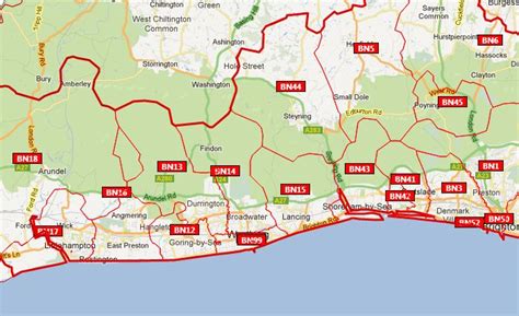 Sussex postcode map