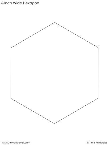 hexagon template  inches wide tims printables