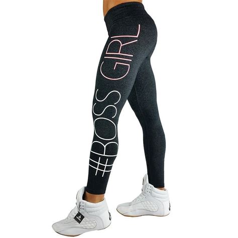 printed boss girl workout push up leggings women pants slim cotton