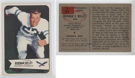 1954 bowman 21 norm willey philadelphia eagles rc rookie football card