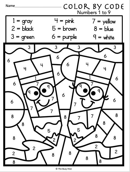 kindergarten math worksheet color  code number   teachers
