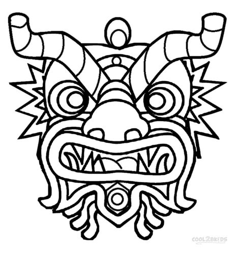 chinese dragon head coloring pages