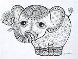 Coloring Pages Elephant Adult Mandala Abstract Tattoo Printable Sims Colouring Baby Doodle Mandalas Cute Animals Animal Sheets Eyed Ornamented Human sketch template
