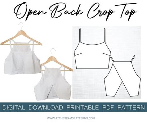 sewing pattern open  crop top digital  file etsy uk crop