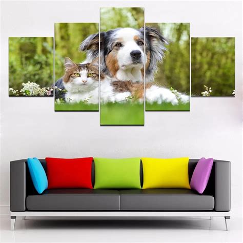 framework pictures home decor living room  panel animal cat dog hd printed modern canvas