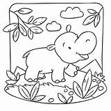 Selva Animalitos Coloriage Exotiques Hippopotame Coloreamos Buffle Safari Descarga Seleccionar Hipopotamos sketch template