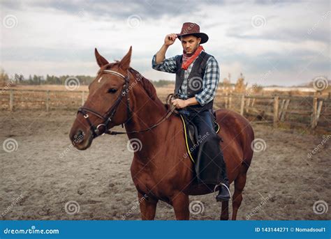 cowboy riding  horse   ranch western stock image image  riding