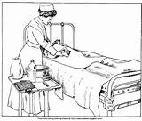 Sick Nurse Person Color Hospital Coloring Bed Helping Uniform Equipment Table Description sketch template