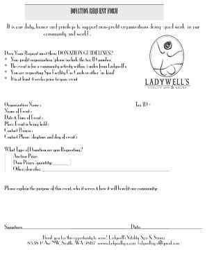 fillable  donation request form ladywell  vitality spa