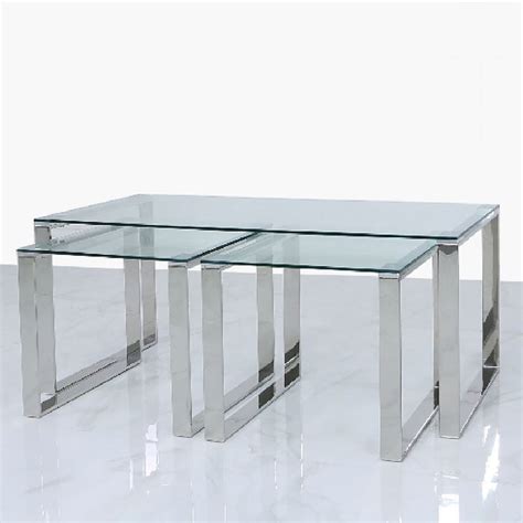 set   harper steel  clear glass coffee table    tables