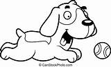 Beagle Ball Cartoon Chasing Illustration Clipart Template Clip Coloring sketch template