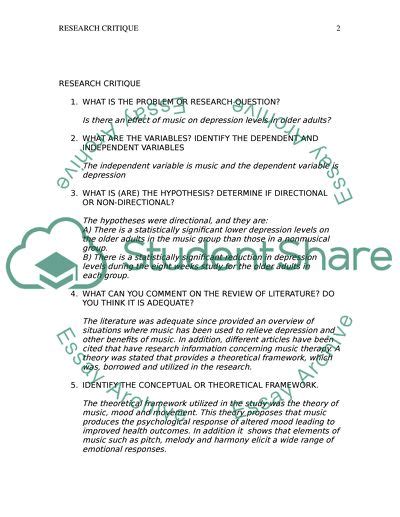 research critique assignment  topics   written essays