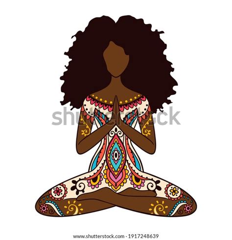 yoga girl african american woman doing stock vector royalty free
