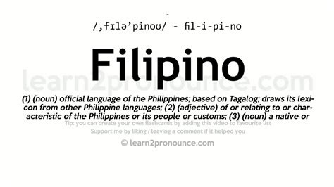 pronunciation  filipino definition  filipino youtube