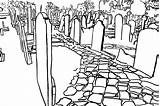 Graveyard Coloring Sketch sketch template