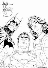 Coloring Pages Wonder Woman Superman Batman Adult Info Darkseid Cartoon Trinity sketch template