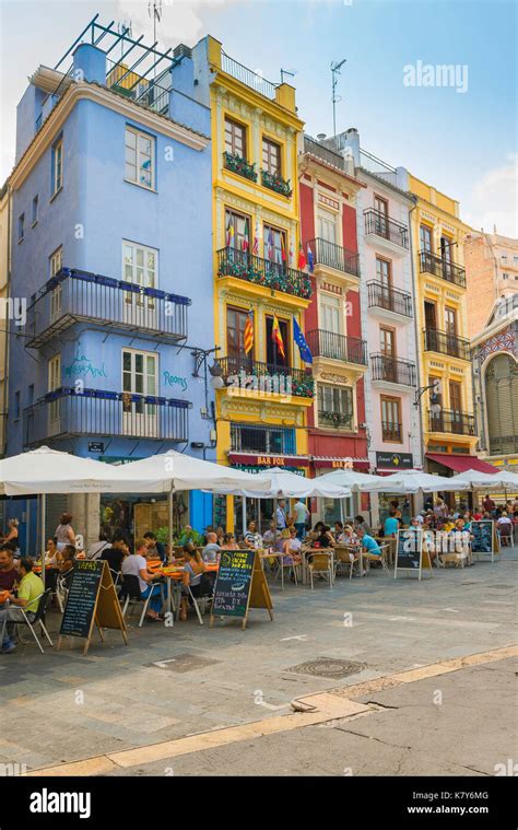 valencia cafe tourists relax  lunch  street cafes sited stock photo  alamy