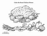 Chicken Coloring Dinner Roast Roasted Drawing Getdrawings sketch template