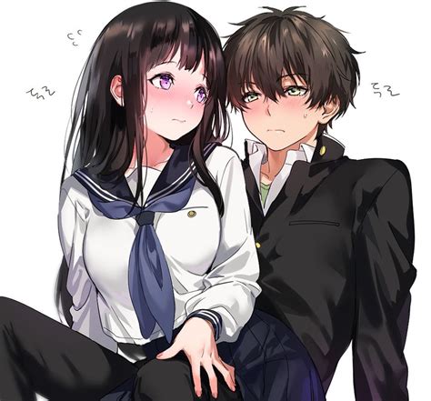 chitanda eru and oreki houtarou hyouka drawn by mery yangmalgage