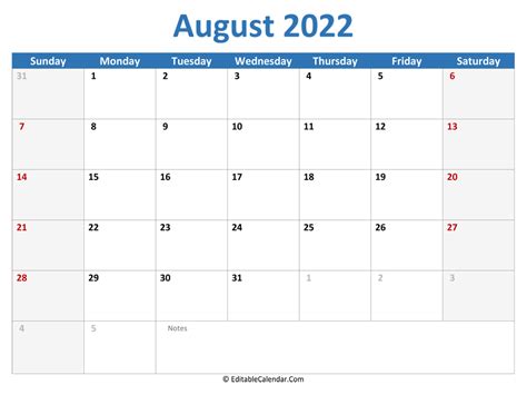 august calendar   printable template printable blank calendar