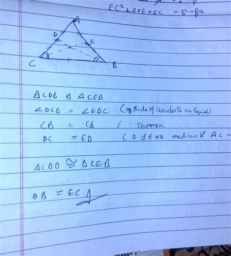 Abc Is An Isosceles Triangle With Ab Ac And Bd Ce And Its Two Median