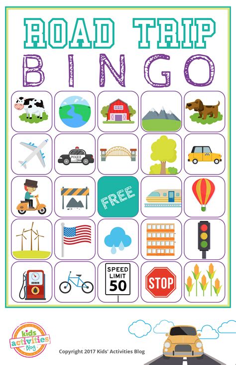 road trip bingo printable