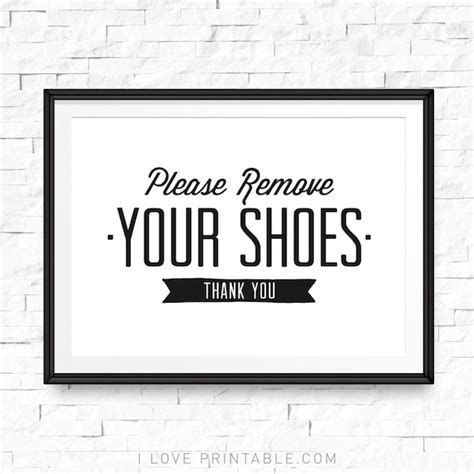 simple printable  remove  shoes sign  real