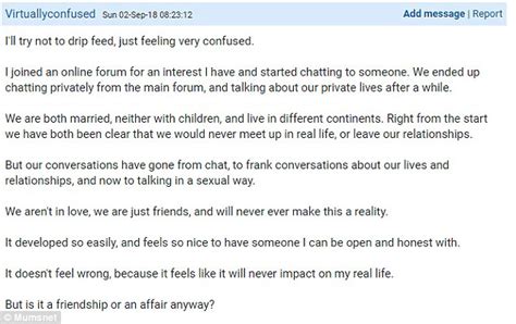 is speaking sexually in a chat room considered an affair daily mail