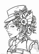 Coloring Pages Steampunk Adult Colouring Adults Book Printable Line People Print Stamps Drawings sketch template