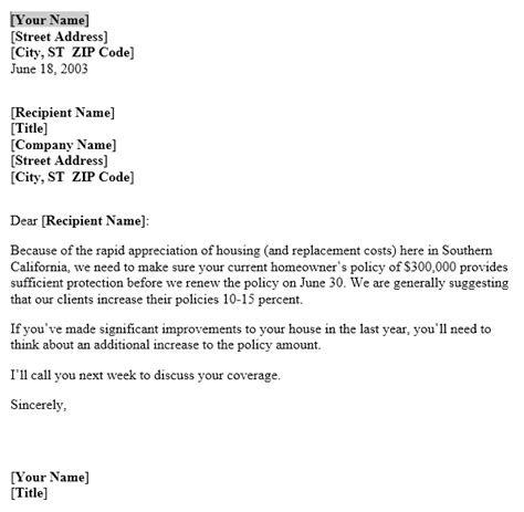 sales letter template insurance renewal letter template